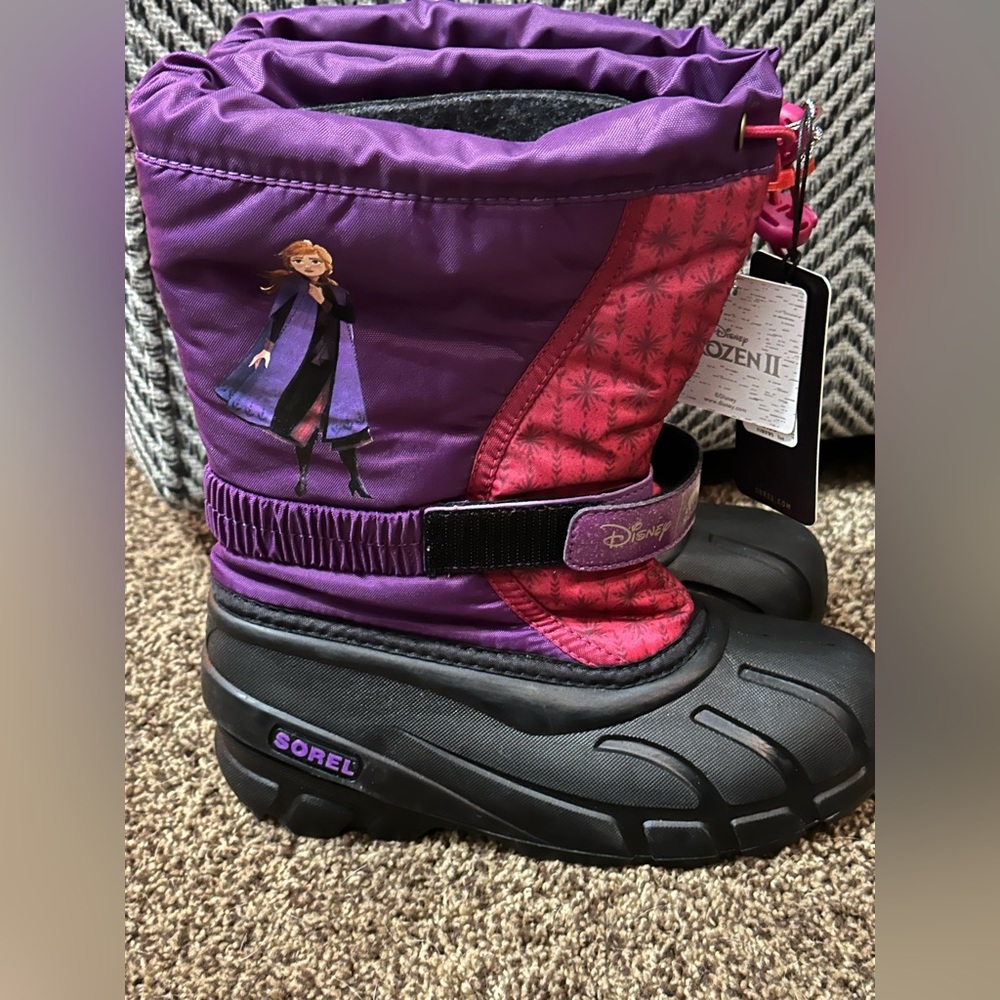 Sorel Girls Disney Frozen Winter Boots Anna Purple Insulated Snow Boots Size 3